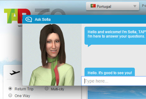 TAP Sofia virtual chatbot